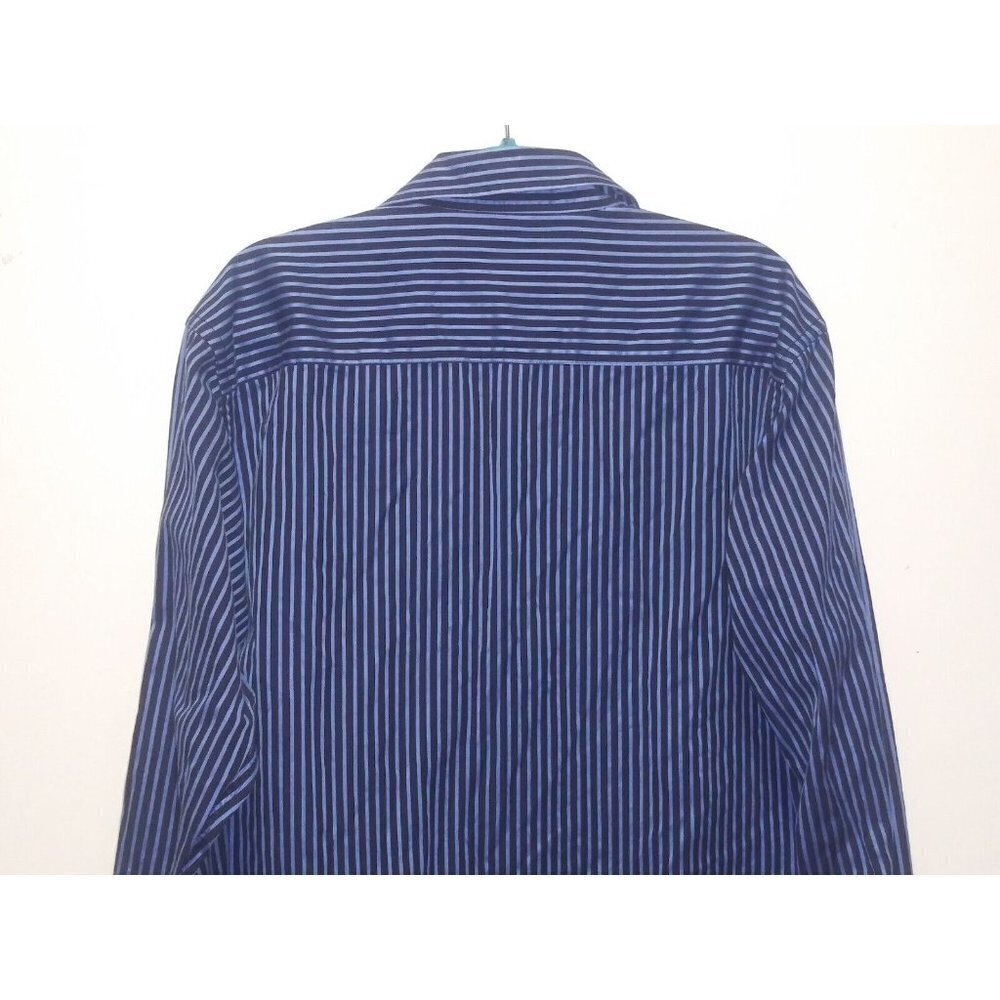 Bugatchi Uomo Men's Long Sleeve Button Down Shirt Size L blue striped EUC - Picture 5 of 8